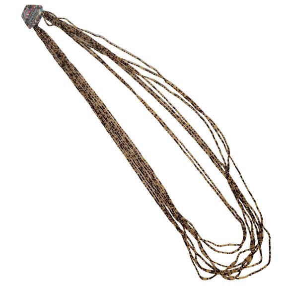 48" Long Brown Tan Seed Bead Necklace Boho Multistrand India Handmade  NEW - Picture 7 of 8